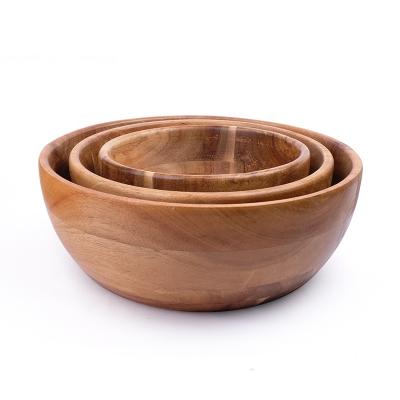 China Acacia Wave Sustainable Serving Bowl for Fruits or Salads, Large, Single Bowl for sale