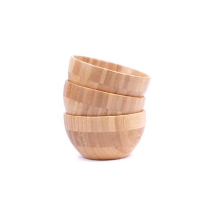 China Factory Wholesale Reusable Handmade 100% Natural Round Salad Bamboo Wooden Bowl for sale