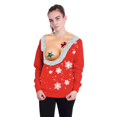 China Factory direct Christmas apparel hot-selling viable new spoof digital chest printing round neck couples hoodies for sale