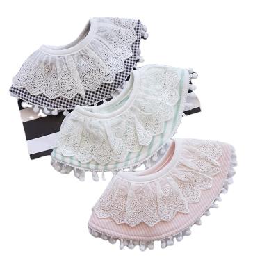 China ChengXi Lovely Full Lace Full Circle Toddler Cotton Baby Bibs Comfortable Lace Newborn Viable Girls Pure Cotton Baby's Saliva Towel for sale