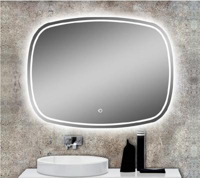 China Modern Style Lighted Rectangular Time Display Mirror Bathroom Customized LED Mirror for sale