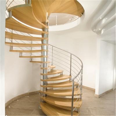 China Modern Used Indoor Metal Spiral Staircase With Wood Tread for sale