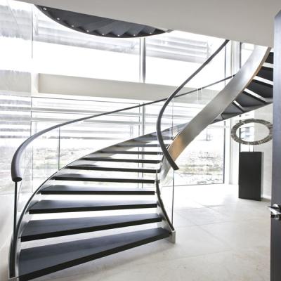 China Modern High Quality Modern Metal Staircase Design Indoor Smooth Curved Staircase for sale