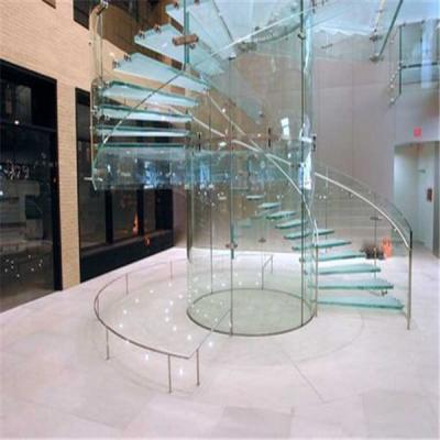 China Modern Circle Stairs With Curved Staircase Glass Tempered Glass Enclosure Design for sale