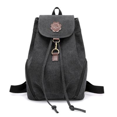 China 2022 Wholesale Women's Canvas Ladies Backpack Portable Student Bag Drawstring Backpack for sale