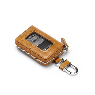 China NATIONAL Wholesale Genuine Leather Zipper Car Key Case Car Key Transparent Cover for sale