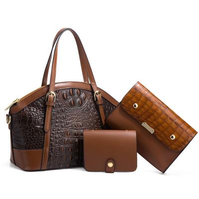 China 2022 Hot Selling Women's Shoulder Bag Set Crocodile PU Handbag Leather Fashion Tote Bag Water Resistant for sale