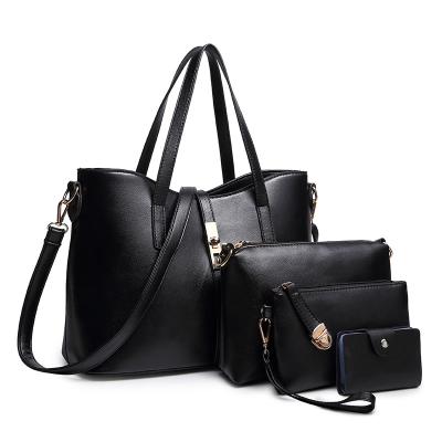 China 2022 Fashion PU Leather Ladies PORTABLE Wholesale Tote Bags Set 4 Piece Handbag Set for sale