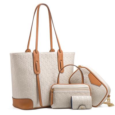 China 4pcs/set Purses and Handbags Fashion PU Leather Shoulder Bag Women Bags Water Resistant Factory Direct for sale