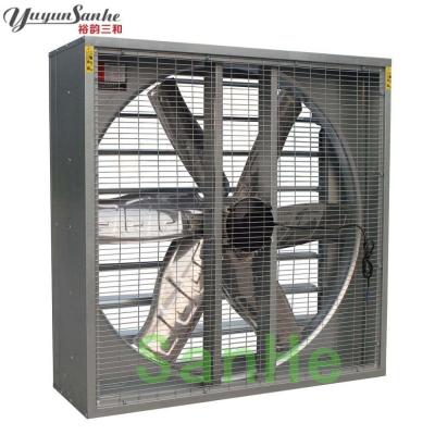 China Shandong Yuyun Sanhe Farms Swing Drop Hammer Exhaust Fan Direct Drive / Poultry House Ventilation Fan for sale