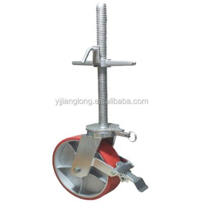 China Polyurethane Tread Cast Iron Casters / Industrial Rubber Scaffolding Casters for sale