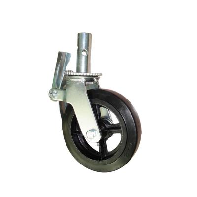 China PIVOT 8 Inch Scaffolding Caster Wheel Black Rubber Mold On Steel Scaffolding Caster for sale