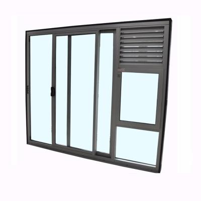 China Modern Professional Manufacturer Prefabricated Pivot Shed Door Shop Alloy Front Glass Screen View Aluminum Sliding Door With Lattice for sale