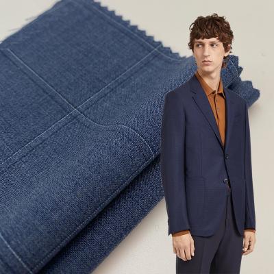 China Poly Wool Anti-Static Fabric Suiting Worst Plaid Men's Business Blend Woven Suit Uniform Worsted Ultra Fine for sale