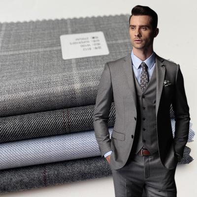 China Anti-Static Wool Suit Cloth Fabrics Suiting For Men 100% Check 100S Italy Brown Silk Blend Suits Cashmere Red White Italian for sale