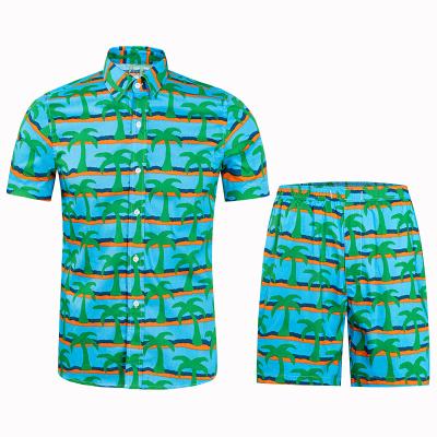 China Anti-Pilling Prices Coastline Hawaiian Casual Wear Button Bottom Colorful Print Nylon Men Beach Shirts Short Sleeve for sale