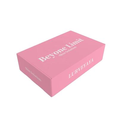 China Custom OEM Recyclable Logo Pink Color Cosmetic Corrugated Packaging Mailing Box Shipping Cardboard Paper Box With Quality Guarantee for sale