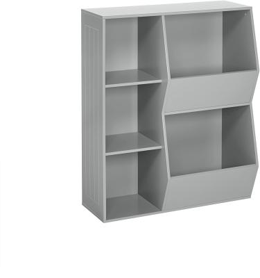 China Wooden Storage Organizer Gray Color Floor Cabinet Kids Toy Box With Shelf Kids for sale