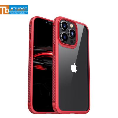 China Shockproof Designed For iPhone 11 Pro Max Case Red Bumper Carbon Fiber Texture Crystal Clear Protective Phone Case For iPhone 11 Pro Max for sale