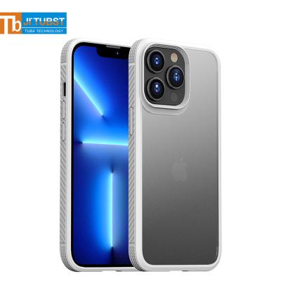 China Shockproof Flexible Carbon Fiber Matte Micro Case For iPhone 13 Pro Airbags Fingerprint Clear Skin Smooth Case Half Free For iPhone 12 Pro for sale