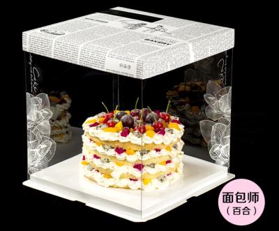 China Luxury Custom Large Transparent Food Logo Cake Box Pet PVC Wedding Birthday Party Transparent Gift Box White Clear Round Square for sale