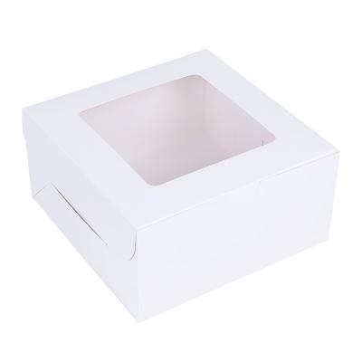 China 10 Inch Aseptic White Paper Brown Cake Pastry Box With Clear Window for sale