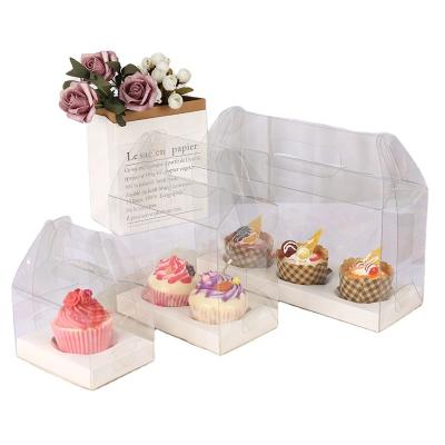 China Food Grade Portable Clear Cupcake Box Transparent Muffin Box With Handle for sale