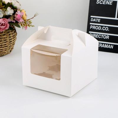 China White Paper 4 Holes Recyclable Cupcake Box Packaging White Paper Gift Packaging Cupcake Boxes for sale