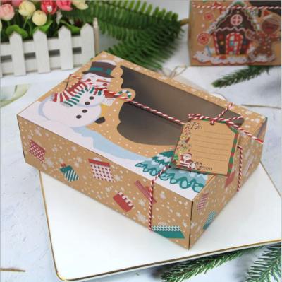 China Cheap Recyclable Shopping Merry Christmas Square Cookie Paper Boxes Small Lighted Cookie Packaging Box Gift Boxes for sale