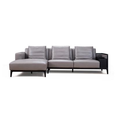 China Real Leather Sectional Sofa Sets Modular Modern L Shaped Modern Wood Frame Gray Leather Sofa for sale