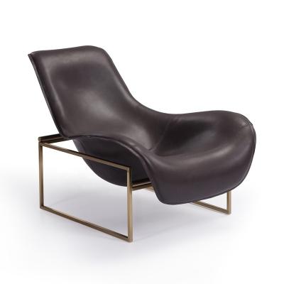 China Premium Modern Home Adjustable Gold Frame Lounge VV Leisure Leather Chair (Size) Stainless Steel Adjustable High Quality Home Lounge Chair for sale