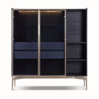 China Luxury Contemporary Wooden Sideboard Cabinet For Dining Room Modern Design Stainless Steel Wooden Sideboard Cabinet for sale