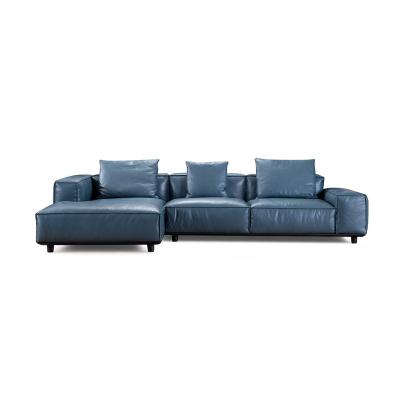 China Full Modular Italian Style Modern Low Back Luxury Leather L Shaped Sectional Sofa for sale