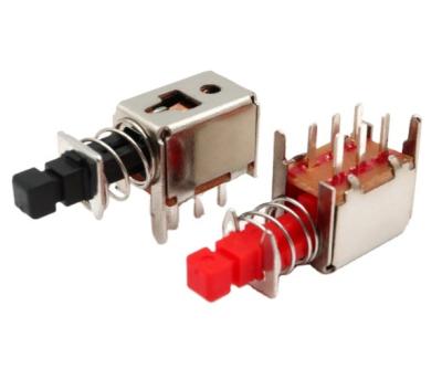 China PS-22F04 Multipurpose Commonly Used Self-Latching Key Switch Opened 6 Pin Button A03 Horizontal Straight Key Switch for sale