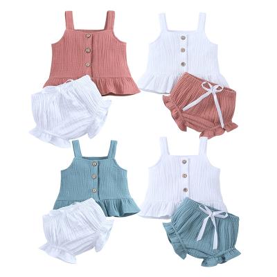 China Wholesale Summer Breathable Sleeveless Newborn Baby Little Kids Clothing Kid Cotton Comfort Short Clothing Sets for sale