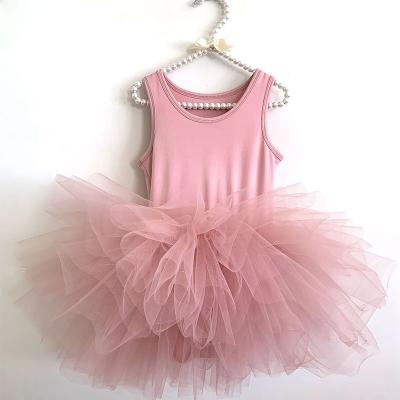 China 2021 Viable Hot Selling Kids Clothes 3-10years Kids Ballet Tulle Children Dust Pink Dance Tutu Girl Dress for sale