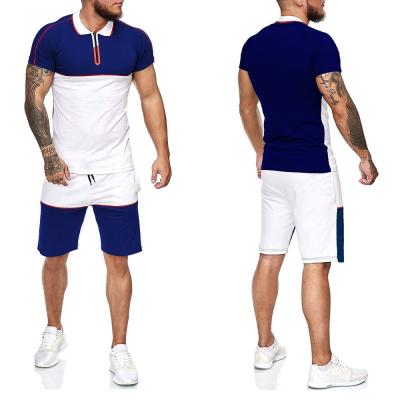 China Breathable Summer Plus Size Streetwear Patchwork Joggers Short Tracksuit Suits Shirt And Shorts Two Piece Sets For Men for sale