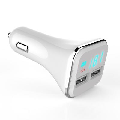 China Universal USB Car Charger Dual Ports LED Screen Display Smart Portable Electric USB Car Fast Charger for sale