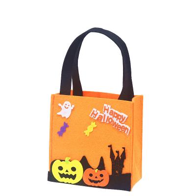 China Popular Seamless Fabric Ghost Festival Candy Gift Witch Pumpkin Christmas Favor Halloween Decoration Bag for sale