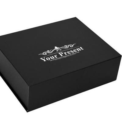 China Wholesale Recyclable Custom Large Logo Black Magnetic Cardboard Luxury Magnetic Paper Gift Box for sale