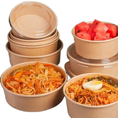 China Recycled Materials Kraft Paper Soup Cups Disposable Paper Tubs Rolls With Paper Lids for sale