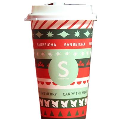 China 2021 Recyclable Christmas Celebration For Drink Coffee Tea Printed Paper Coffee Cups for sale