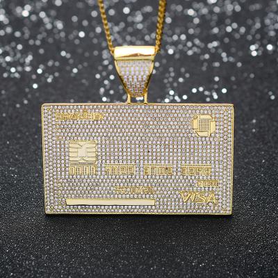 China Solid Shiny Personalized Hiphop Visa Card Bank Card Pendant Fashion Mens Hiphop Jewelry Cadena Pendant Necklace for sale