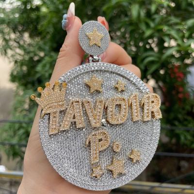 China Hip Hop Hip Hop Mens Hub Pendant Big Iced Out Custom Brass Star Letter Zircon Plated 18K Gold Solid Diamond Pendant for sale