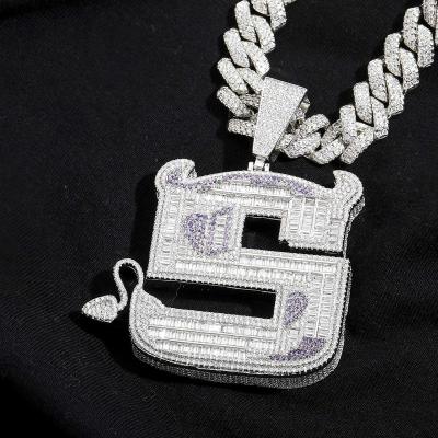 China Hiphop Necklace Custom Mens Super Star The Same Little Devil S Letter Hip Hop Pendant Jewelry Full Zircon Iced Out Pendant for sale