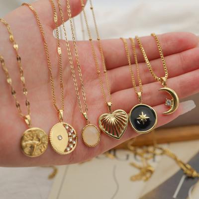 China CIS Necklace Punk Korean Titanium Style Steel Gold Plated New Natural Stone Summer Oil Drop Necklace Fashion Soft Pendant China for sale