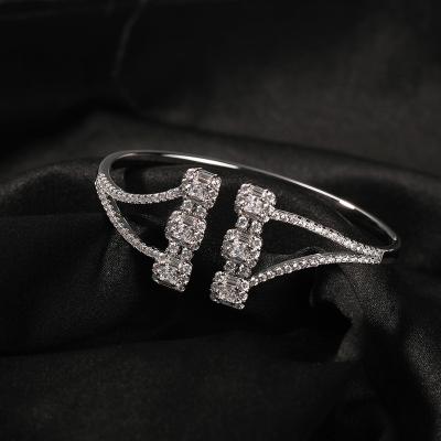 China New Luxury Punk Hiphop Jewelry Iced Out Bling Zircon Charm Bangle Wand D.C.A. CZ Bracelet For Women Men for sale