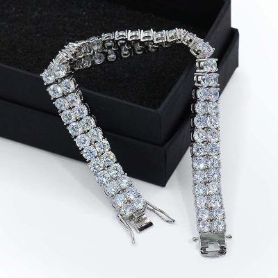 China Hip-hop Micro-set Zircon Bracelet Punk Hot Selling Tennis Chain 5MM 10MM Double Row Men Gold Plated Tennis Bracelet for sale