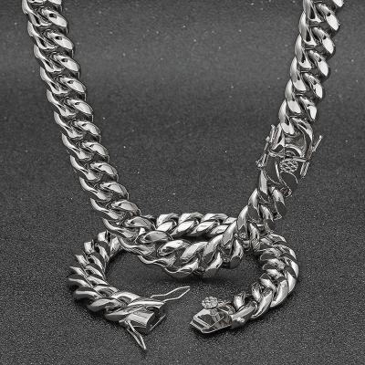 China Wholesale Price Hip Hop Jewelry 6/8/10/12/14/16mm Stainless Steel Necklace Bracelet Stainless Steel Cuban Link Chain for sale