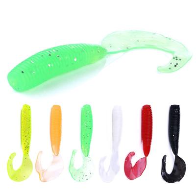 China 10cm Sea Fishing Artificial Soft Bass Worm Single Bait 7.7g 5pcs/bag Tail Fishing Lure SO108 for sale